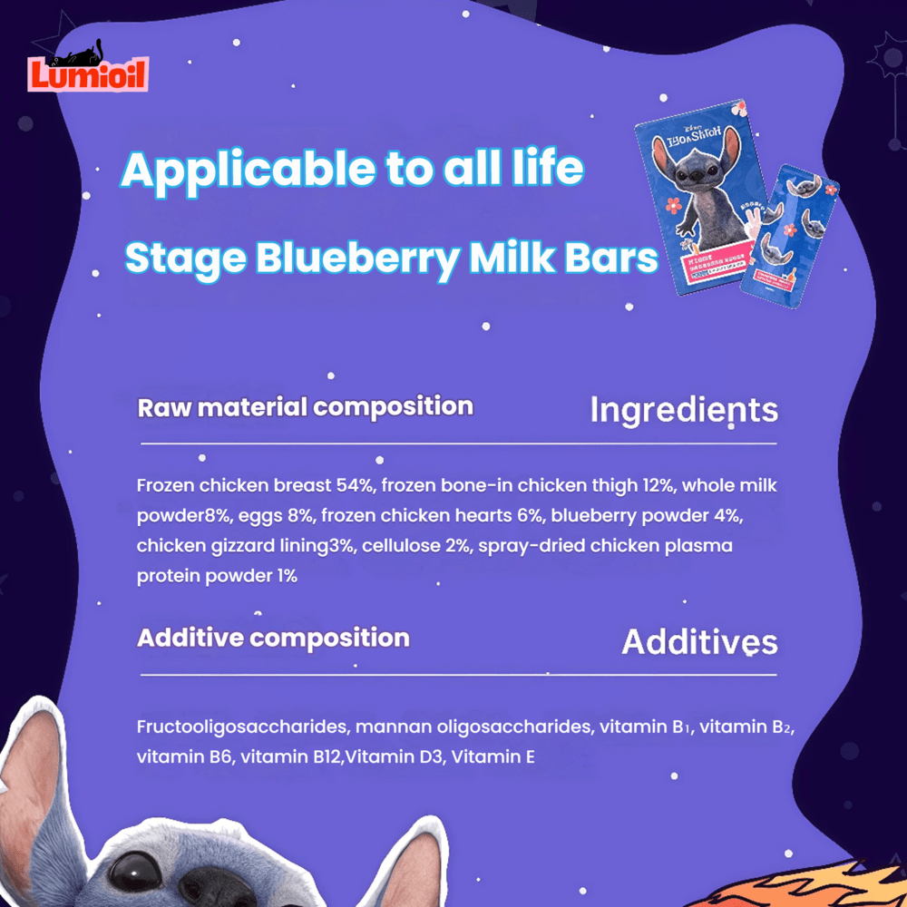 Alfie&Buddy Stitch Blueberry Milk Bar Dry Cat Treats 5g*4