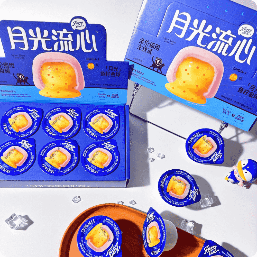 FURRYTAIL Shiny Flowing Moonlight Fish Roe Gold Ball Cat Flowing Cup Wet Cat Food 65g*6