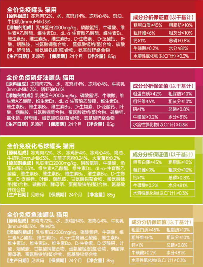 Immu Milk添赐力全价免疫罐头牛初乳营养幼猫成猫主食罐头85g