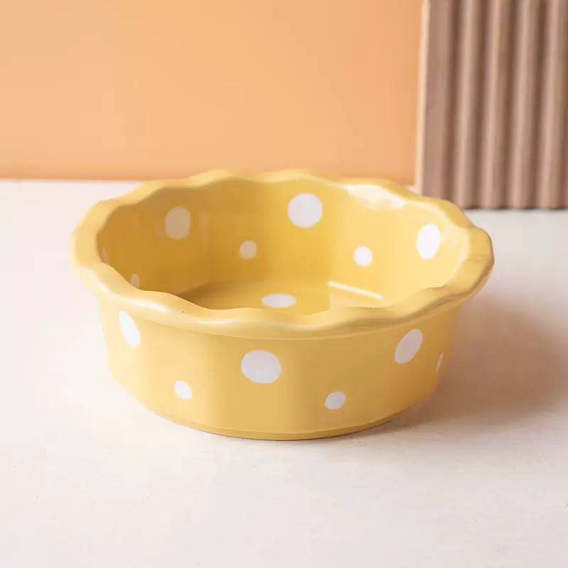【猫碗】花边陶瓷波点水碗14.4cm*5cm