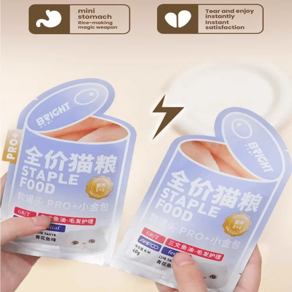 BRIGHT PRO+ Small Gold Bag Staple Soft Canned Food Wet Cat Food 40g*12
