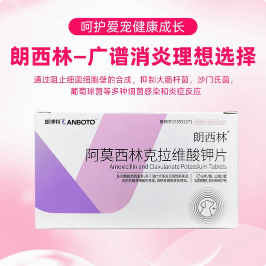 【速诺相同】朗博特朗西林阿莫西林克拉维酸钾片50mg【猫鼻支、感冒咳嗽、皮肤感染、泌尿感染】