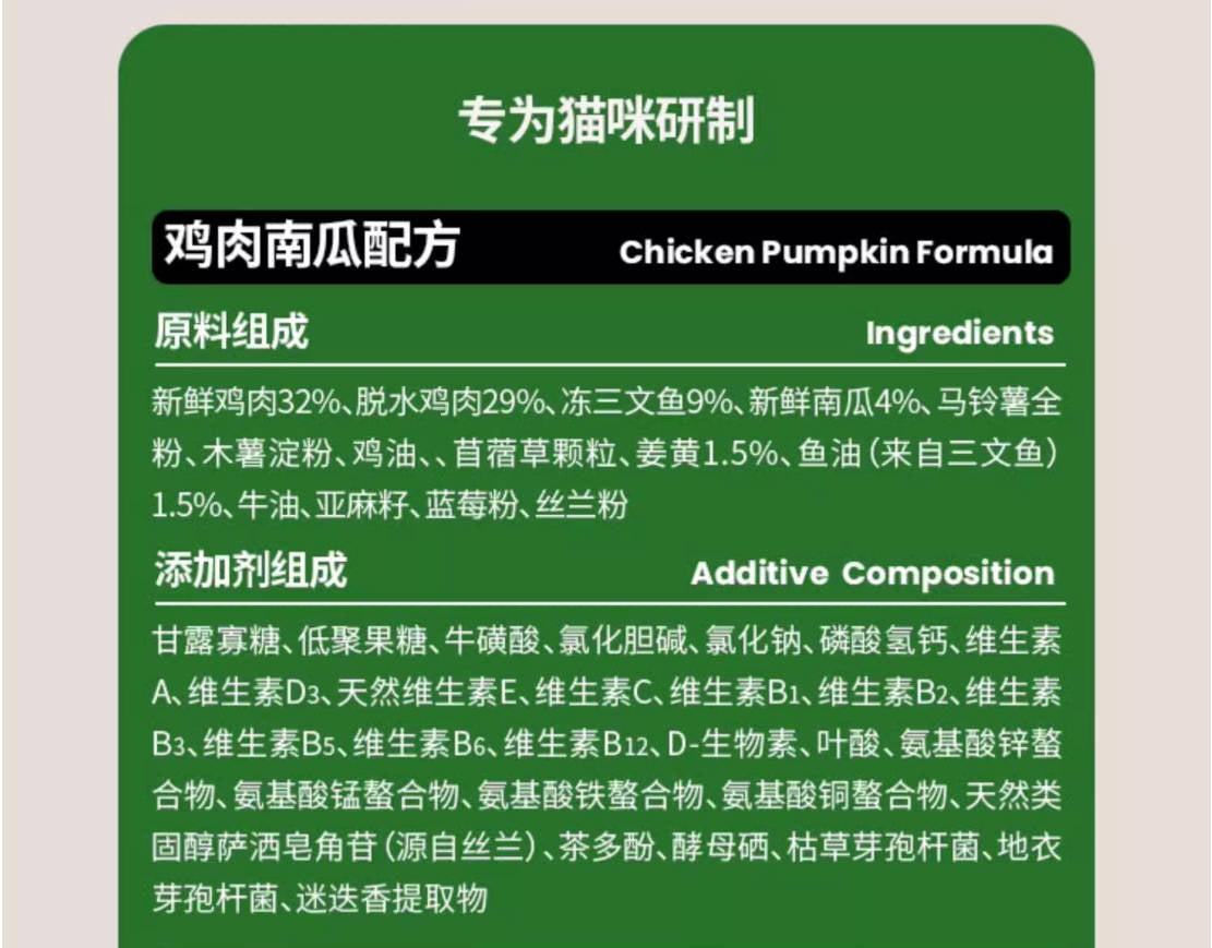 布兰德自然营养全价果蔬冻干猫粮1.5kg/5kg