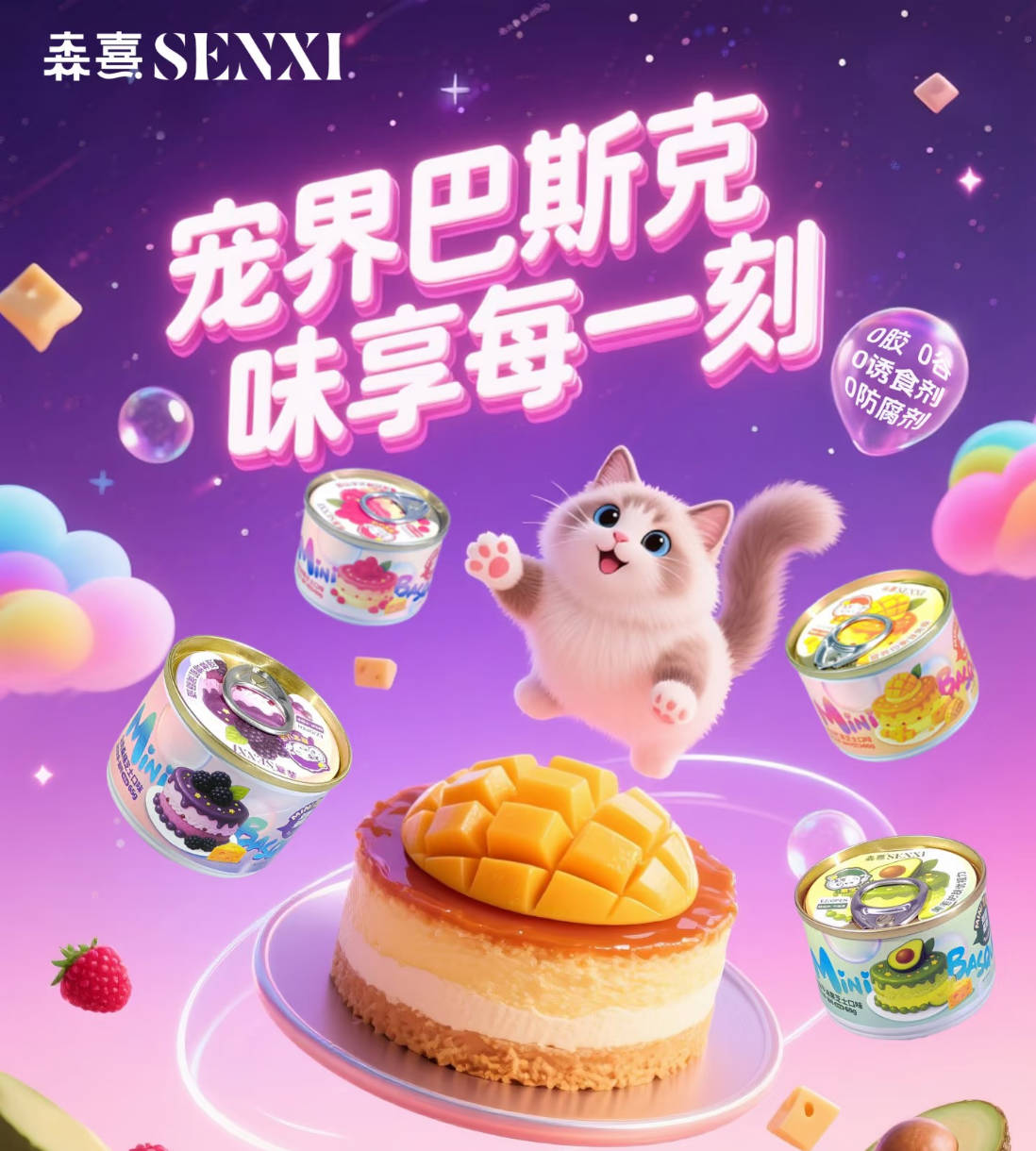 Senxi森熹Mini巴斯克蛋糕全价主食罐65g*4/盒