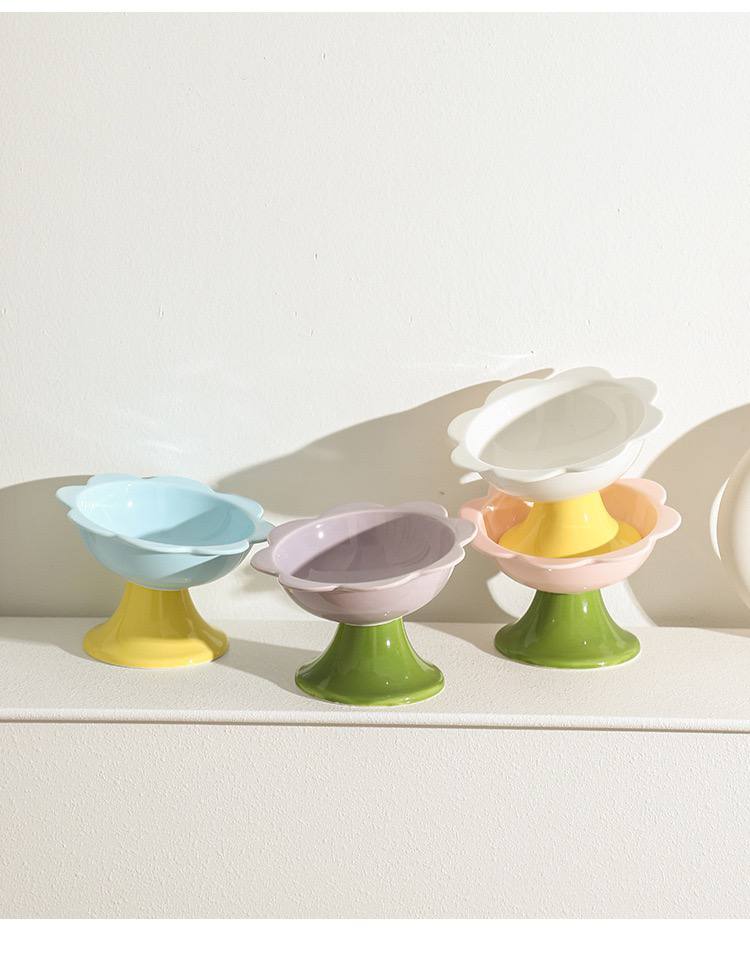 【猫碗】花朵边斜口高脚碗15.5cm*8.3cm