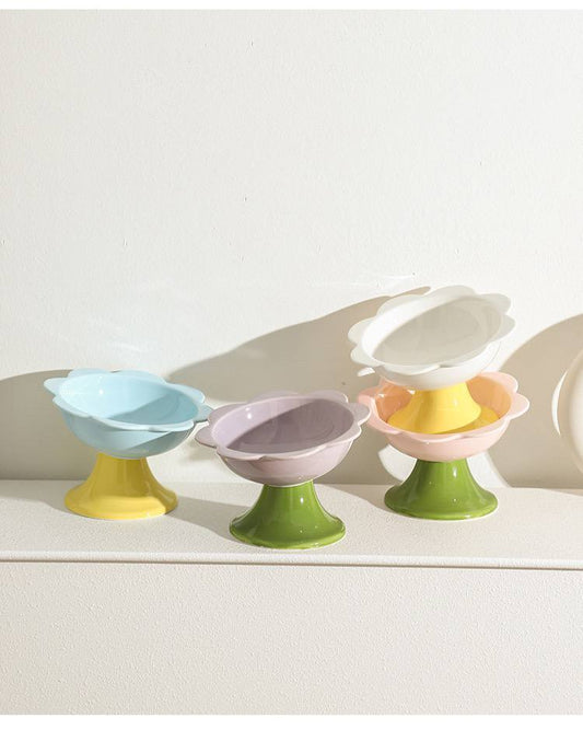 【猫碗】花朵边斜口高脚碗15.5cm*8.3cm