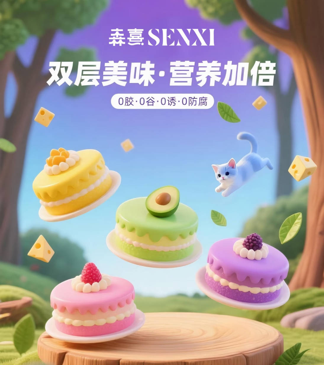 Senxi森熹Mini巴斯克蛋糕全价主食罐65g*4/盒