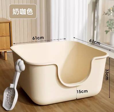 一体式正方形大号猫砂盆缅因布偶可用尺寸【配猫砂铲】61cm*61cm*33cm