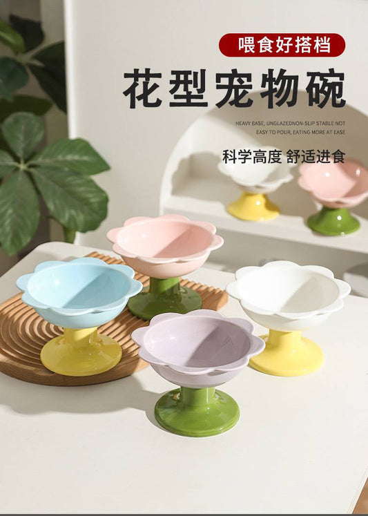 【猫碗】花朵边斜口高脚碗15.5cm*8.3cm