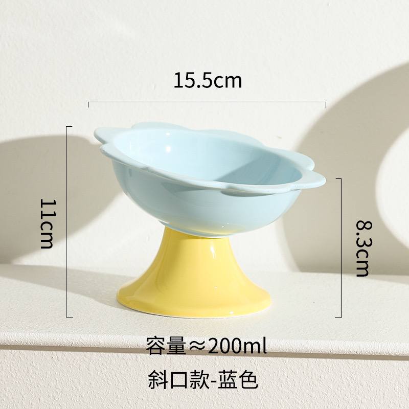 【猫碗】花朵边斜口高脚碗15.5cm*8.3cm