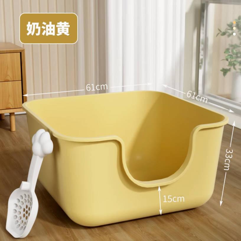一体式正方形大号猫砂盆缅因布偶可用尺寸【配猫砂铲】61cm*61cm*33cm